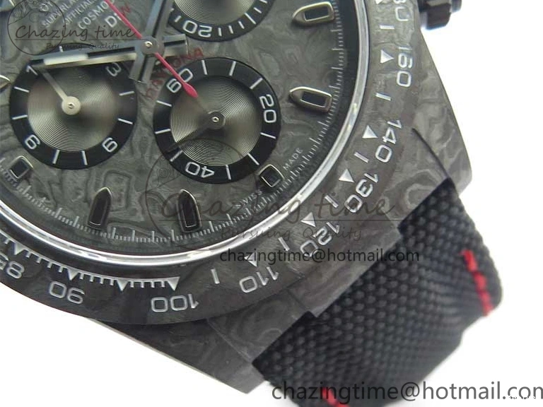 MiroTime 0124 Stretchable Daytona DIW All Black Carbon Noob 1:1 Best Edition Black Dial on Black Nylon Strap SA 2582